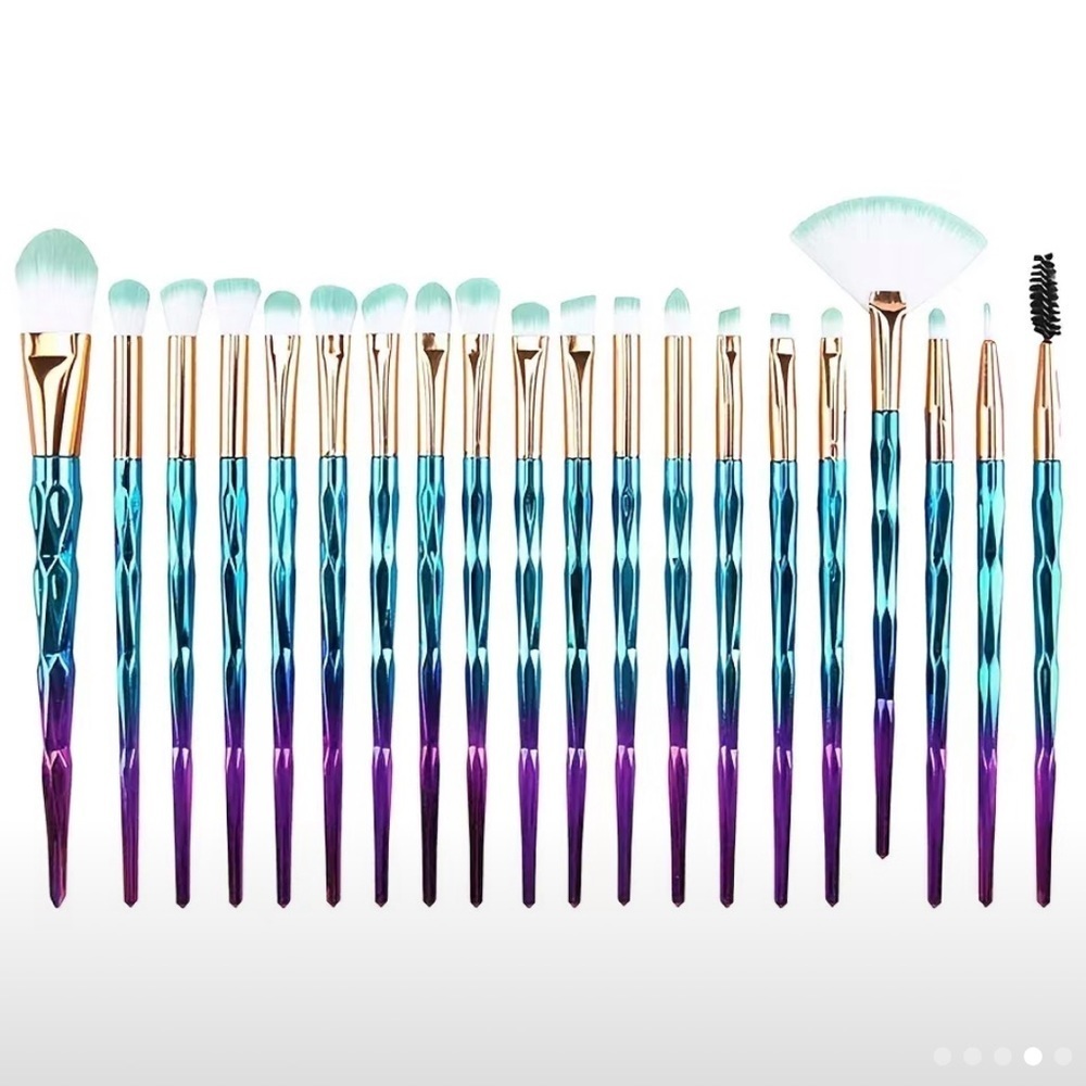 20pc Metallic Ombré Geometric Makeup Brush Set High Quality